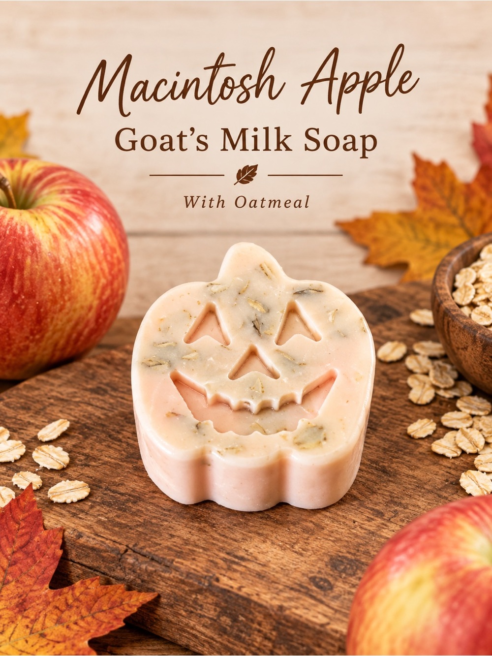 Macintosh Apple Scented Goats Milk Soap w/ Oatmeal-Handcrafted